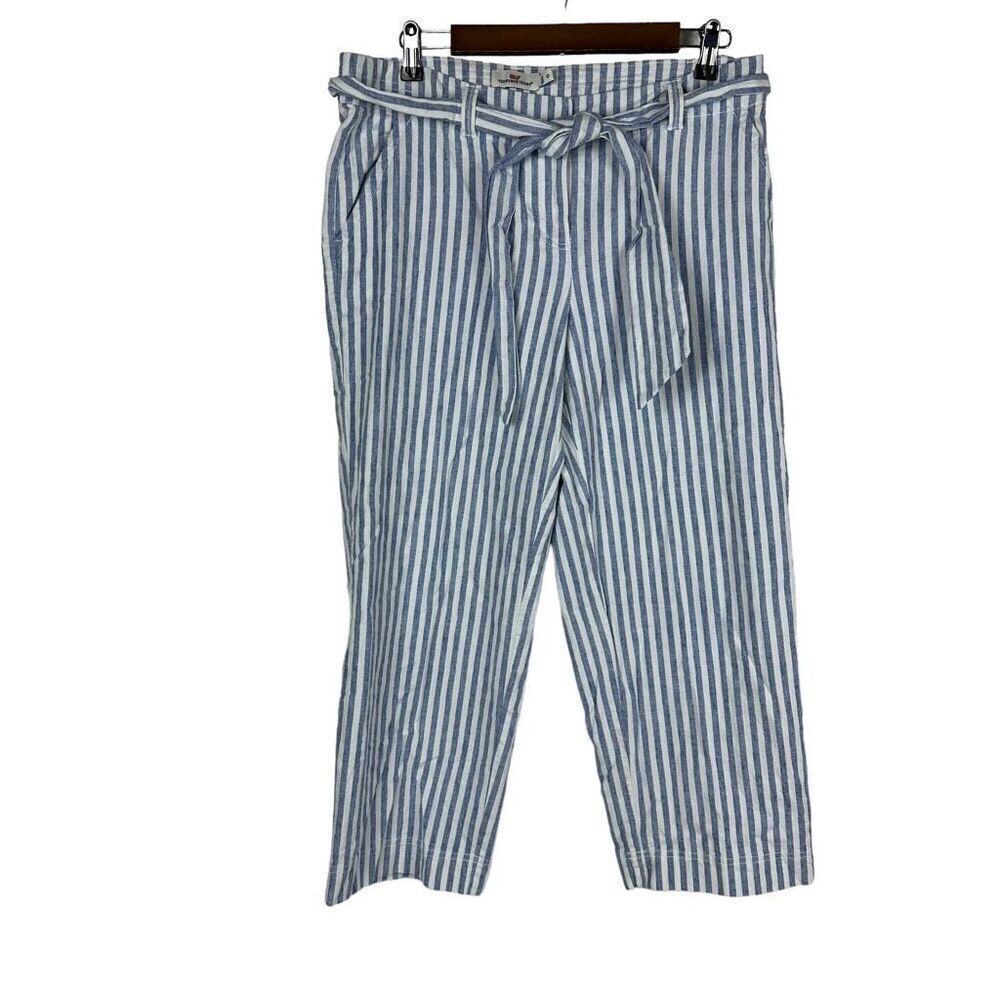 Vineyard Vines Women's Catamaran Tiamo Stripe Linen Blend Pants size 10
